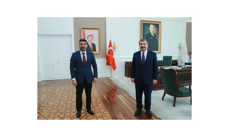 Başkan Ayaz, Sağlık Bakanı Sayın Dr. Fahrettin Koca'yı ziyaret Etti