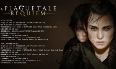Plague Tale Requiem sistem gereksinimleri gerçekten yeni nesle girdiğimizi gösteriyor