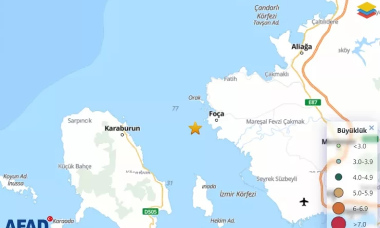 İzmir'de 4.1 büyüklüğünde deprem meydana geldi